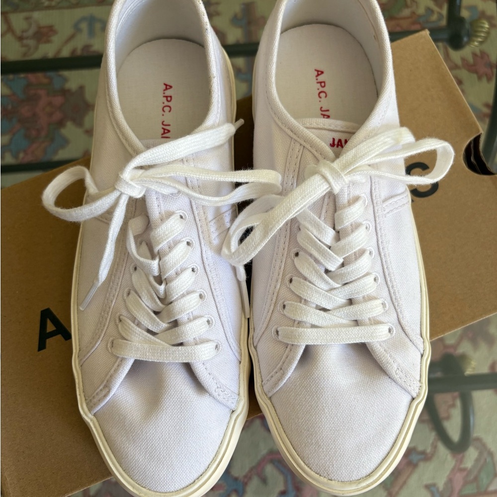A.P.C. Cream Canvas Sneakers